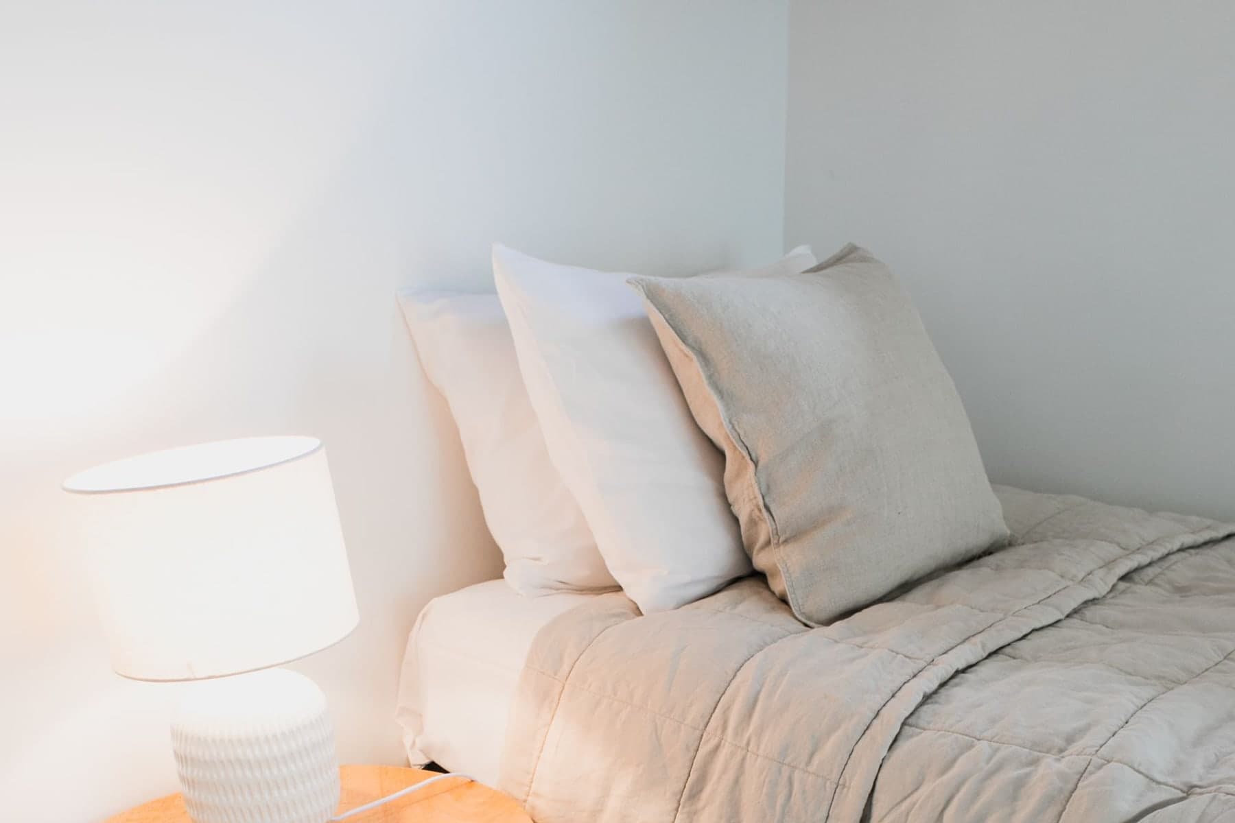 Peaceful bedroom prepared for restful sleep