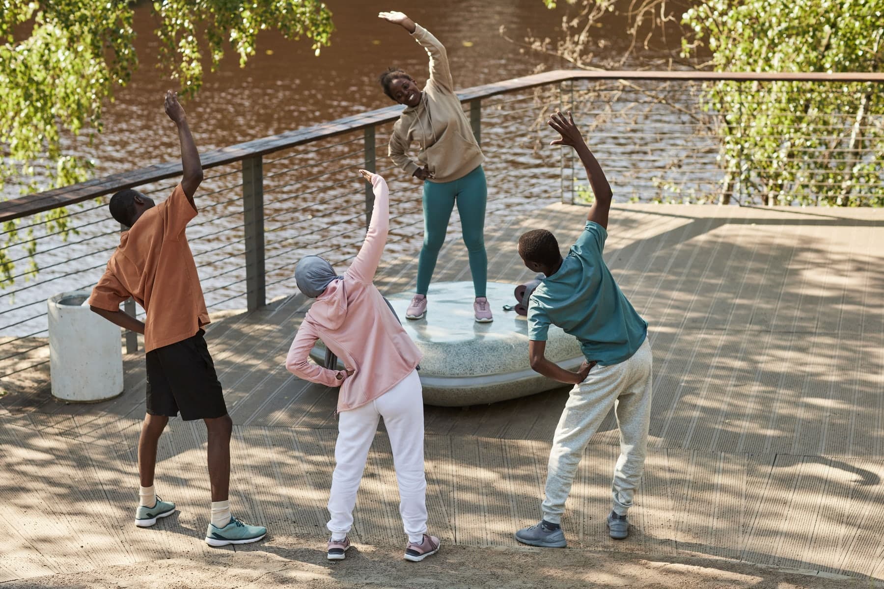 Older adults enjoying an active afternoon in a public park