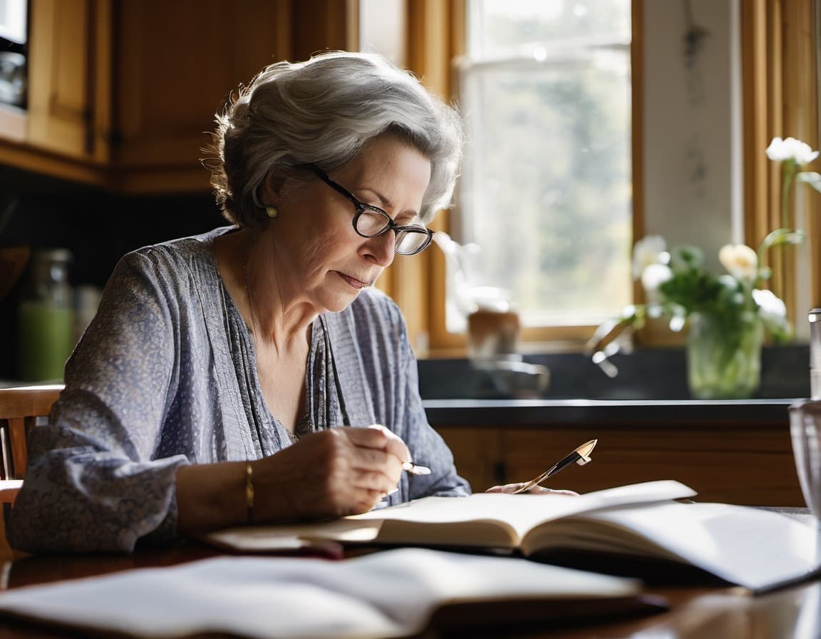Woman reviewing her notes before a medical appointment
